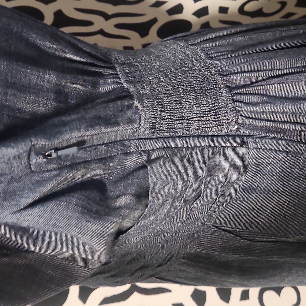 eShakti Retro Chambray Midi Shirtdress - Indigo Blue Denim Gold Buttons -Sz 14 - Picture 7 of 13